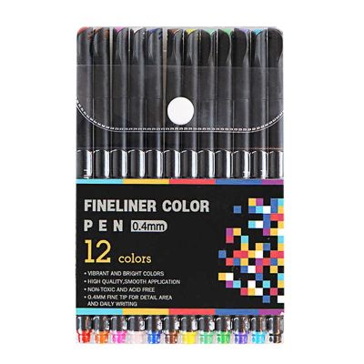 12Pcs/Set 0.4mm Tip Fineliner Sketching Color Pen Pigment Liner Macaron Ink Art Marker Pen Manga Graphic Design Drawing Pen