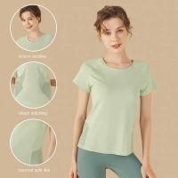 Lulus thin breathable mesh paneled short-sleeved T-shirt looks slim quick-drying yoga top womens 1120