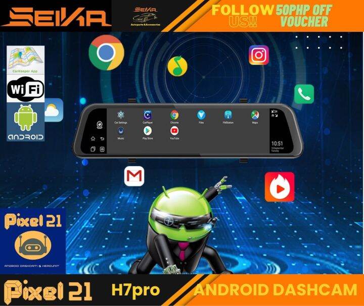 Pixel21 H7pro Android Dashcam GPS WIFI ready Car Camera Recorder Front