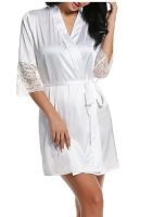 【LZ】♕●  Estilo outono feminino sexy rendas roupões de banho alta qualidade real seda robe pijamas tentação casa wear feminino robe badjas