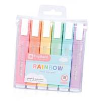 ปากกาไฮไลท์ ปากกาเน้นข้อความ สีพาสเทล Elephant Rainbow Pastel Highlighter (ขนาด3.8มม. 6ด้าม/แพ็ค) พร้อมส่ง ในไทย