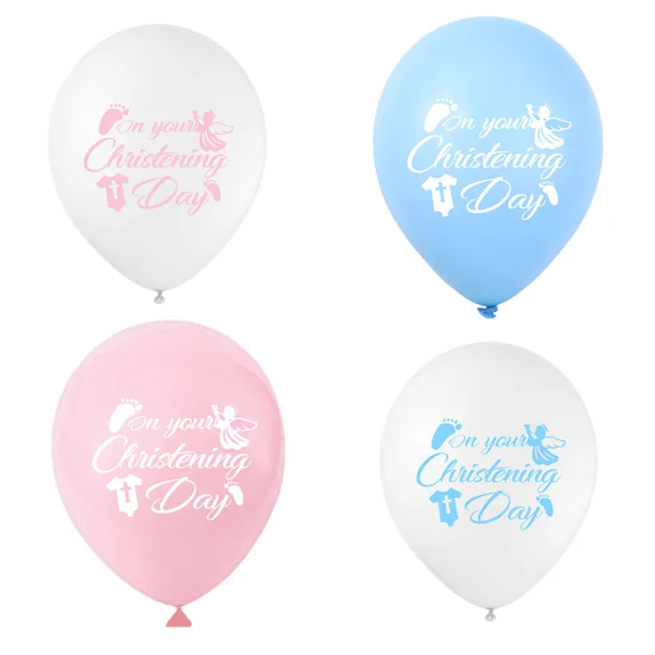 12inchs 10pcs Pack Print on Your Christening Day Latex Balloons Baby