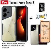 3 In 1 Tecno Pova Neo 3เคสโทรศัพท์กันกระแทกสำหรับภาพยนตร์ฝ้าเซรามิก Neo3 Pova และฟิล์มเลนส์กล้องถ่ายรูป