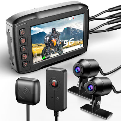 Blueskysea  DV999 Motorcycle Dash Cam Camera DVR Recorder กล้องติดหน้ารถมอเตอร์ไซค์ HD 1080P พร้อม GPS กล้องถ่ายรูปคู่ด้านหน้าและด้านหลัง150 ° มุมกว้างมอเตอร์กล้องติดรถยนต์ IP67กันน้ำ