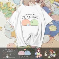 CLANNAD Dumpling เสื้อยืดแขนสั้นลายอนิเมะต่อพ่วงสำหรับครอบครัวเสื้อแขนลำลองขาสั้นสำหรับผู้ชายและผู้หญิงในช่วงฤดูร้อน