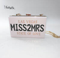 【cw】Sisbigdey miss2mrs Bride evening handbag Wedding Acrylic Crossbody Bag miss to mrs las vagas state of love cosmetic Clutch bag