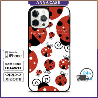 KateSpade Ladybug 63 เคสโทรศัพท์สำหรับ iPhone 14 Pro Max / iPhone 13 Pro Max / iPhone 12 Pro Max / XS Max / Samsung Galaxy Note 10 Plus / S22 Ultra / S21 Plus ฝาครอบเคสป้องกันการตก