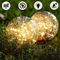 Solar Garden Light Cracked Glass Ball Lamps Outdoor Solar Courtyard Lights Waterproof Solar Lamp Balcony Yard Villa Street Decor Outdoor Lighting