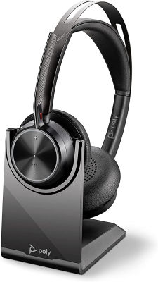 Poly - Voyager Focus 2 UC USB-A Headset with Stand (Plantronics) - Bluetooth Stereo Headset with Boom Mic - USB-A PC/Mac Compatible - Active Noise Canceling - Works with Teams (Certified), Zoom &amp; more