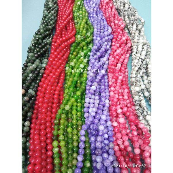 Manik Batu Alam Ukuran Mm Model Bulat Part Isi Kurleb Butir Beads Bahan Untuk Bikin Kalung