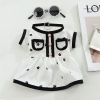 Black and White Small Incense Dog Clothes Fashion Pet Dress Spring and Summer Teddy Two-legged Clothing Dresses