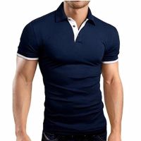 MRMT 2023 Brand New Mens T-shirt Lapel Casual Short-sleeved Stitching Men T-shirt for Male Solid Color Pullover Top Man T shirt