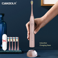 CANDOUR 5168โซนิคแปรงสีฟันไฟฟ้าผู้ใหญ่จับเวลาแปรง USB ชาร์จแปรงสีฟันไฟฟ้าที่มี8ชิ้นเปลี่ยนหัวแปรง