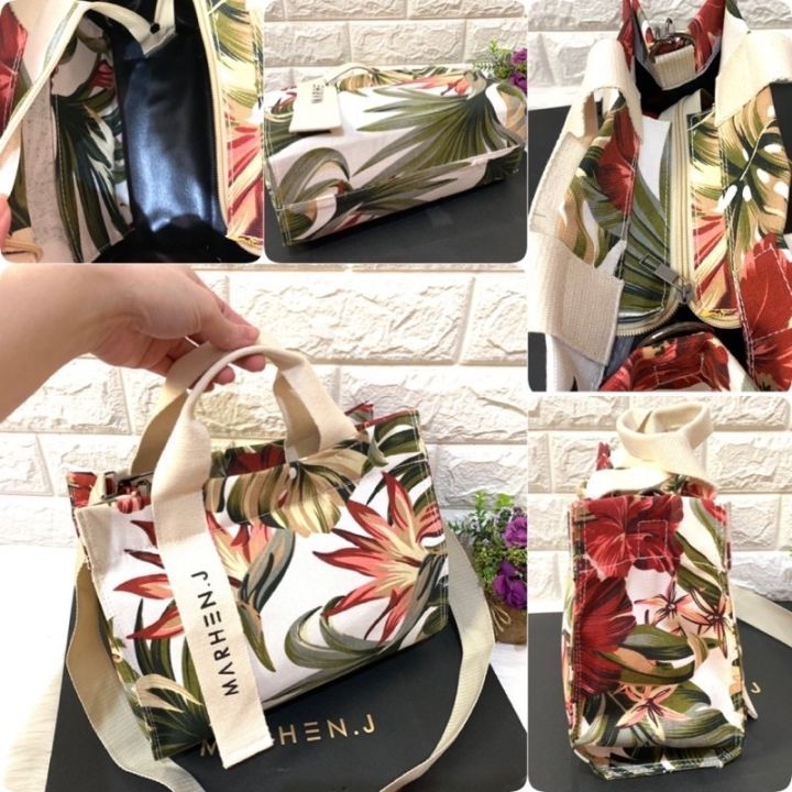 กระเป๋าผ้าแคนวาส-พิมพ์ลายดอกไม้-สไตล์เกาหลี-jamjo-batan