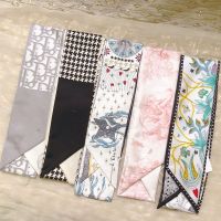 ★New★ High-end sense of small fragrant wind silk twill tied bag handle silk scarf houndstooth mulberry silk headband streamer strap