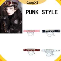 CHONGXI 2PCS โลหะสำหรับตกแต่ง กำไลพังค์ สีดำสีขาวสีแดงสีชมพู เครื่องหนังแท้ กำไลข้อมือดาว แฟชั่นสำหรับผู้หญิง ปรับได้ปรับได้ สายรัดข้อมือหนัง ผู้หญิงผู้ชาย