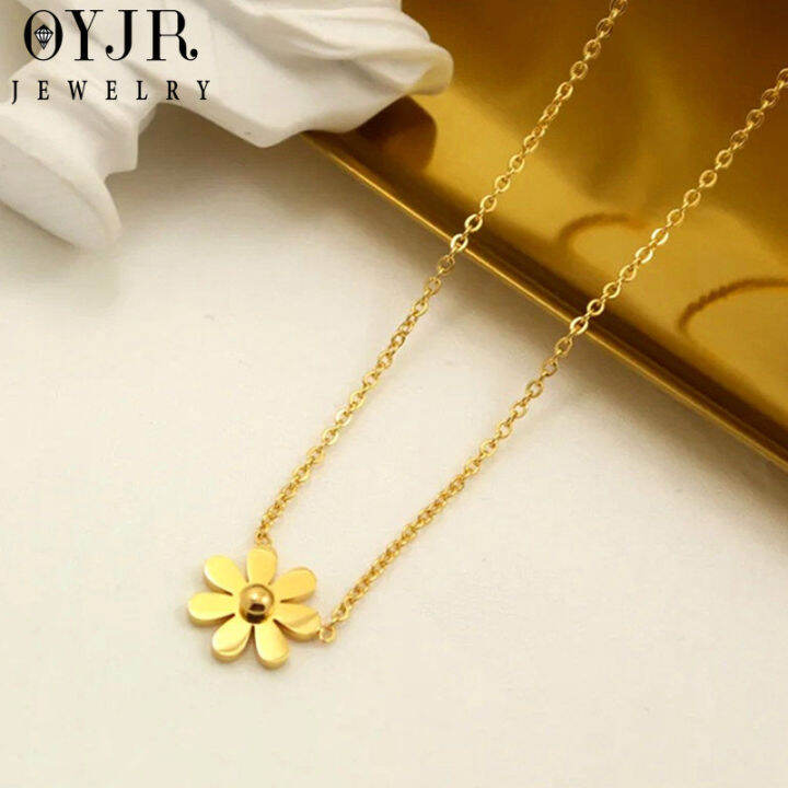 OYJR Daisy Necklace for Women Stainless Steel Kwentas Gold Pendant ...