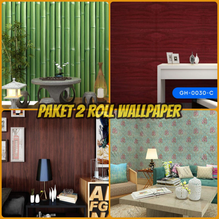 Paket 2 Roll Wallpaper Stiker Dinding Motif Elegant Wallpaper Dinding