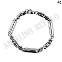 ANGELINO RUFOLO Bracelet ดีไซน์ Cylinder Chain สร้อยข้อมือผู้ชาย Stainless Steel 316L(สแตนเลสสตีล)คุณภาพเยี่ยม สีเงิน