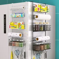 【CW】 Fridge Storage Shelves Metal Spice Rack Refrigerator Side Shelf Holder Organizer מתלה אחסון למקרר