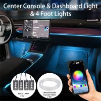 สำหรับ Tesla แผงคอนโซลตรงกลางแสงนีออนหลอดรุ่น3รุ่น Y 2019-2023 RGB ไฟแถบไฟ LED ภายในด้วย App ควบคุม