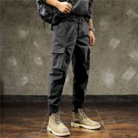 Soft Fabric Trendy Multi Pockets Men Pants Elastic Waist Summer Cargo Pants Wear-Resistant Jogger Trousers Simple Clothes