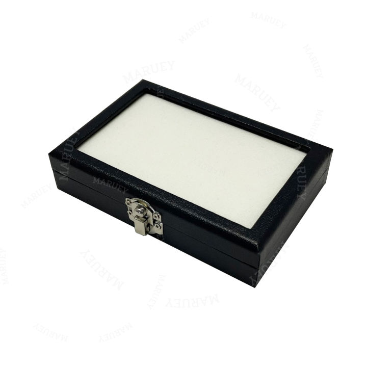 กล่องโชว์เครื่องประดับ-พื้น2สี-ขาว-ดำ-กล่องใส่เครื่องประดับ-กล่องใส่พลอย-กล่องใส่จิวเวรี่-กล่องโชว์เป็นกระจกใสด้านหน้า-gem-box-jewelry-box