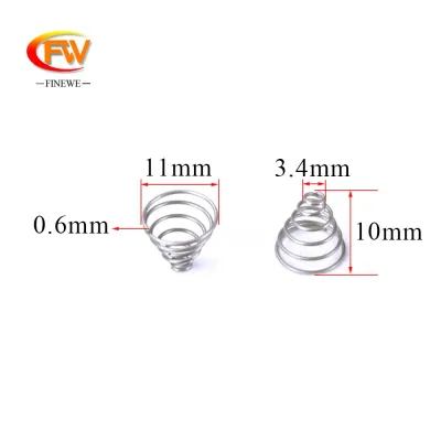 FINEWE 10pcs/lot Conical Spring Tower Pagoda Spring 0.6mm Wire Diameter 3.4mm top 11mm bottom 10mm height 6 coils