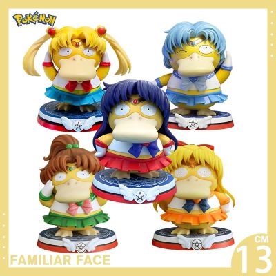ZZOOI 13cm Pokemon Anime Figures Psyduck Cos Sailor Moon Sailor Mercury Action Figures Cartoon Kawaii Figurine Pvc Model Toy Kid Gifts