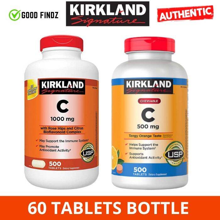 Kirkland Vitamin C 1000mg Ascorbic Acid Chewable Immune Booster From USA 500mg 60 Tablets Zinc