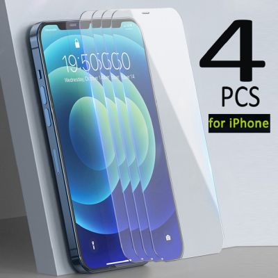 4pcs Tempered Glass for iPhone 14 13 12 11 Pro Max Mini Screen Protector for iPhone 14 Plus XS XR X 8 7 6S 5 5S SE HD Film Glass