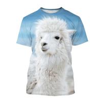 New Cute Animal Alpaca 3d Printing Mens Summer T-shirt Fashion Casual Round Neck Harajuku Short-sleeved Breathable Thin