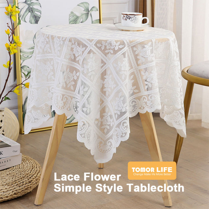 ผ้าปูโต๊ะสไตล์เรียบง่ายผ้าปูโต๊ะลายดอกไม้ลูกไม้โปร่งเพื่อชีวิตของ-tomor