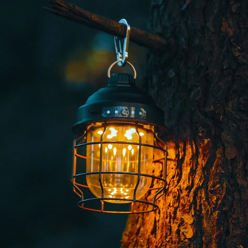 Vintage Hanging Camping Lanterns Battery Powered Warm Light Led