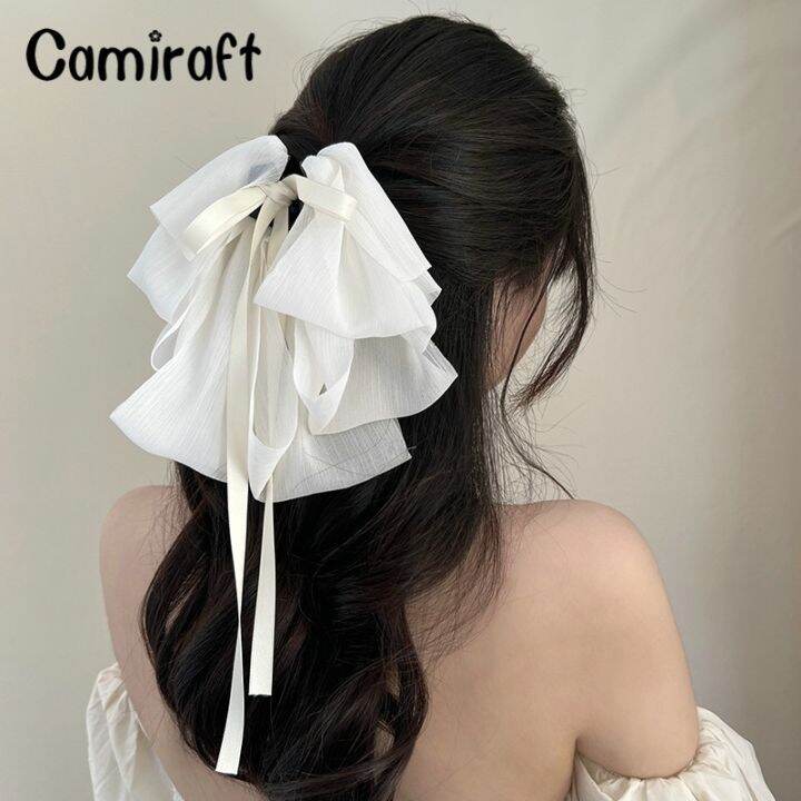 camiraft-กิ๊บติดผมรูปโบว์ที่แต่งผมสวยหรูเกาหลี-กิ๊บโบว์ติดผมริบบิ้นหลายชั้นสำหรับผู้หญิงหญิงสาว2023แฟชั่นหรูหราสง่างามสไตล์จีนผมหางม้าสูงเครื่องประดับผมกิ๊ปหนีบผม