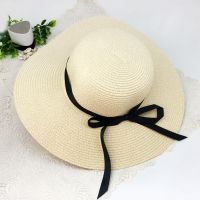 【CC】 New Beach Hat and Big Wide Brim Ladies Cap Bow Women  39;s