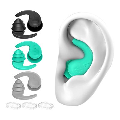 3 Pairs Great Waterproof Ultra Comfy Earplugs,Swimming Ear Plugs,Reusable Silicone Ear Plugs for Water Sports