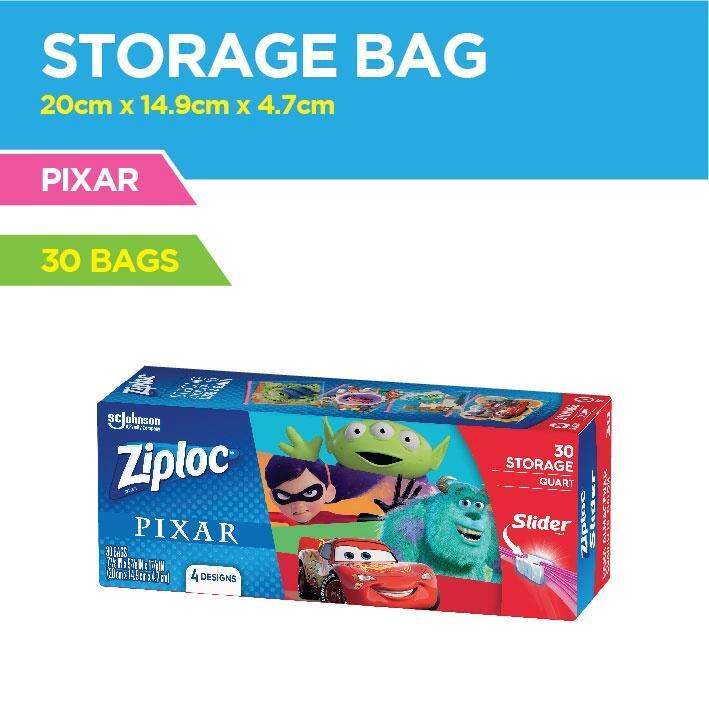 ZIPLOCK Ziploc Disney Pixar Slider Storage Bags Quart 30's Lazada PH