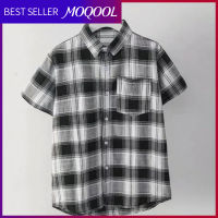 MOQOOL เสื้อคลุมเสื้อเชิ้ตลายตารางสไตล์ฮาราจูกุนักเรียนเยาวชนใหม่สำหรับผู้ชาย,เสื้อคลุมเสื้ออเนกประสงค์พอดีตัวสไตล์เกาหลีแขนยาวฤดูใบไม้ร่วง