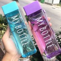 [A SELL Hot Sale] ขวดน้ำใส Squaredink ถ้วยกลางแจ้งน้ำผลไม้เย็น MilkBottle ด้วยเชือกขวดน้ำรั่วซึม