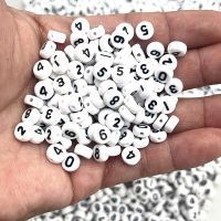 100pcs 7x4mm 0-9 White Round Numbers Acrylic Loose Spacer Beads for Jewelry Making DIY Handmade Bracelet Accessories Beads