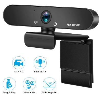 ZZOOI Webcam 2K Full HD1080P Web Cam Computer PC Web USB Camera with Microphone Rotate Camera for Video Calling Conference Work