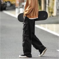 DaDuHey Mens Korean-Style Fashionable Loose Casual Straight Pants Ins High Street Retro Solid Color OverallsTH