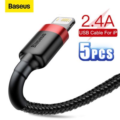 Baseus 2/5ชิ้นสายชาร์จสำหรับเร็ว2.4A iPhone USB 14 13 12 11 Pro Max XS 8สายดึงข้อมูล