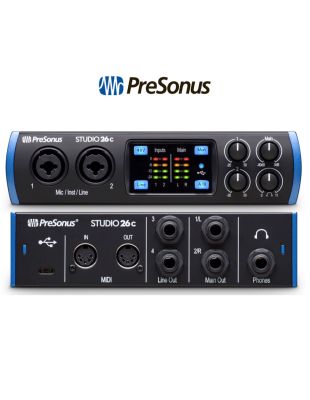 Presonus  Studio 26C ออดิโออินเตอร์เฟส แบบ 2-in/4Out อุปกรณ์บันทึกเสียง เหมาะสำหรับการทำเพลง & อัดเสียง + แถมฟรี Studio One Artist  & 2 x สาย USB