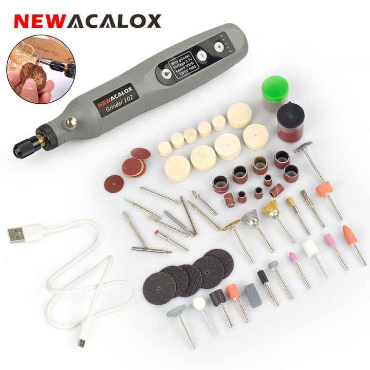 NEWACALOX USB Charging Variable Speed Mini Grinder Machine Rotary Tools Kit  Grinder Set with 126pcs Engraving Accessories Kit