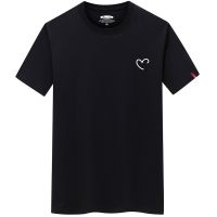 T Shirt For Men 2023 Overize Summer Mens Cotton Shirts Men Casual T-shirt Love Heart Print Tshirt O-Neck Short Sleeve Man Tops