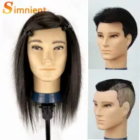 Male Mannequin Head 100 Synthetic Fiber Hair Cosmetology Hairdresser Practice Training Doll Head for Hair Styling With Free Gift