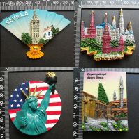 ❁✖❁ Fridge Magnet Souvenir Seville Moscow Russia Alaska San Francisco Florida Statue of Liberty New York USA Country Travel Decor