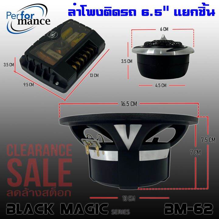 ลำโพงติดรถเสียงกลาง-6นิ้ว-6-5นิ้ว-สไตล์ดุ-performance-รุ่น-bm-62-black-magic-series-ลำโพงแยกชิ้น-2ทาง-สินค้าเคลียร์สต๊อก-กลางแหลมชัดๆ-ไม่กินวัตต์